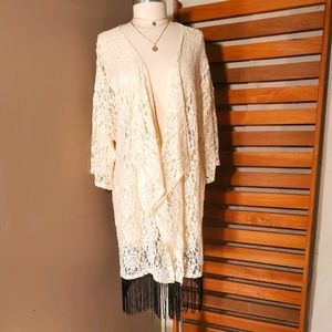 SS0328 L Cream Soft lace Kimono